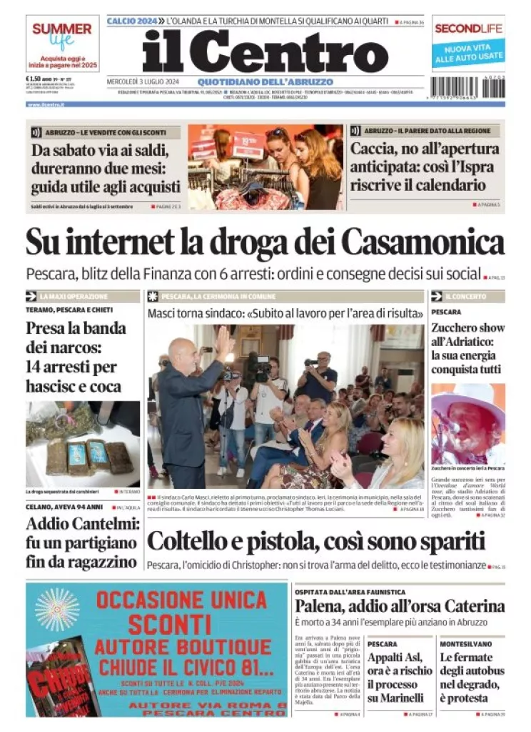 Prima-pagina-il centro-oggi-edizione-del-2024-07-03